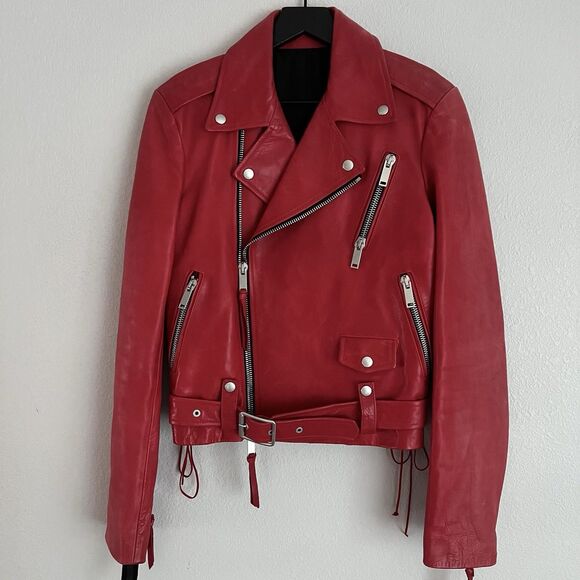 Ben Taverniti Unravel Project Other - Ben Taverniti Unravel Project Men’s Red Leather Biker Jacket Size 42